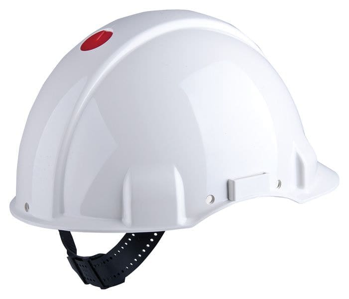 3M - Elmetto 3M™, Uvicator, blocco su perno, non ventilato, dielettrico 1000 V, fascia antisudore in pelle, bianco, G3001DUV1000V-VI