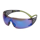 3M - 3M™ SecureFit™ 400 Occhiali di protezione, montatura nera/verde, antigraffio, lenti blu specchiate, SF408AS-EU