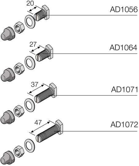 ABB - Junction screw L=27 flat bars 10mm e N.12 viti a giunz. L=27 x piatti fino a.