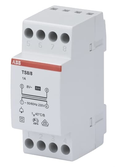 ABB - TS8/8 Non-inherently short-circuit proof bell transformer 230/8V 8VA.