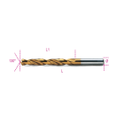BETA - Punte elicoidali cilindriche serie corta in acciaio HSS-TiN rettificate, punte rettificate HSS titanio 6,75.