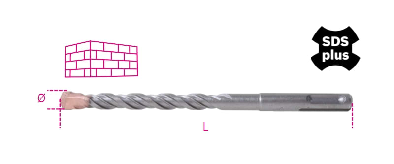 BETA - Punte per muratura corpo fresato con placchetta in metallo duro codolo SDS Plus attacco 8x210.
