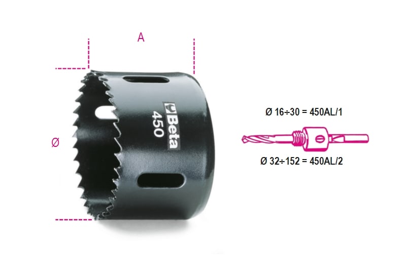 BETA - Seghe a tazza in acciaio HSS-Co 8% BIMETAL HSS 16.