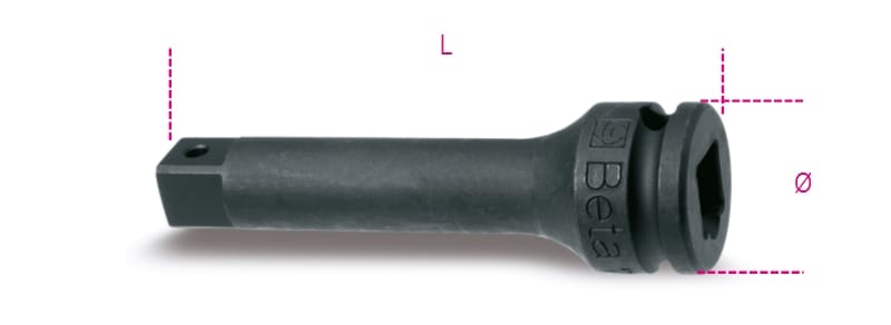 BETA - Prolunga con attacchi quadri maschio e femmina 3/8" fosfatata per bussola macchina 75mm 3/8 /20.