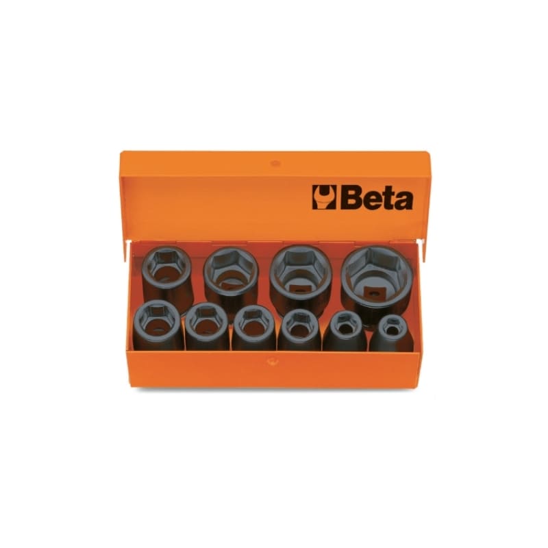 BETA - 10 chiavi a bussola esagonali in cassetta di lamiera MACCH 3/8 10PZ /C10.