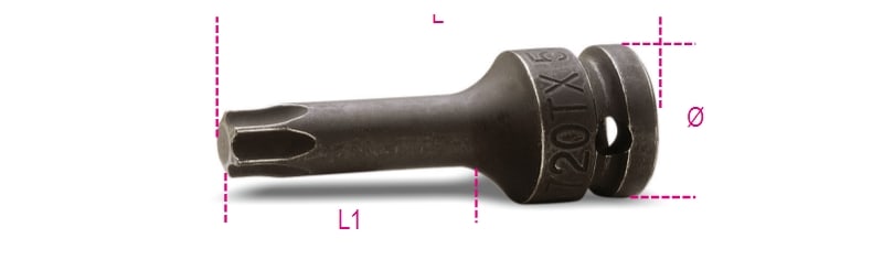 BETA - Chiavi a bussola maschio per viti con impronta Torx® attacco quadro femmina 1/2" fosfatate TX 30.