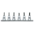 BETA - Serie di 6 chiavi a bussola maschio per viti con impronta Torx® su supporto, bussola gir TX3/8 6pz su guide TX/SB6.