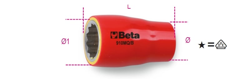 BETA - Chiavi a bussola poligonali, bussole poligonali 3/8 IS1000V MQ/B15, ideali per lavori di precisione.