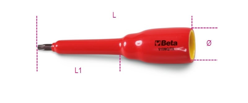 BETA - Chiavi a bussola a giravite maschio per viti con impronta torx con attacco quadro femmina 3/8 bussole giravite tx 3/8 is1000v mq-tx40.