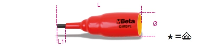 BETA - Chiavi a bussola maschio esagonale CHIAVI A BUSS MASCH ES 1/2 1000V MQ/PE 4, ideali per lavori di precisione.