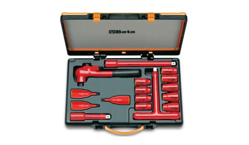 BETA - 9 chiavi a bussola esagonali 3 chiavi a bussola esagonali maschio e 4 accessori CASSETTE 16PZ 1000V MQ 1/2 MQ/C16