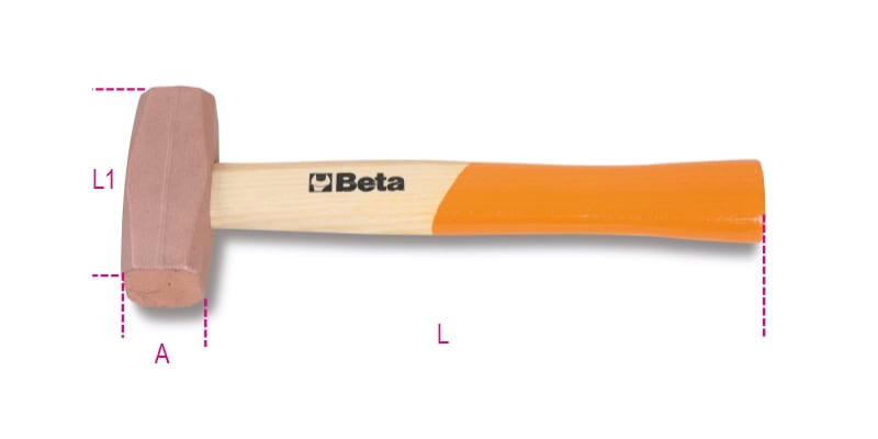 BETA - Mazzuole in rame 1500 con testa e manico in legno 1385.