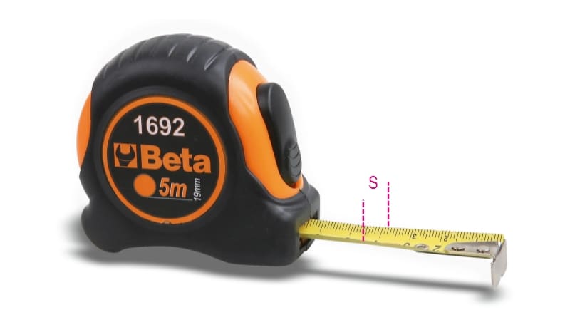 BETA - Flessometri cassa bimateriale in ABS antiurto nastro acciaio classe precisione II 8MT x 25MM Easy /8.