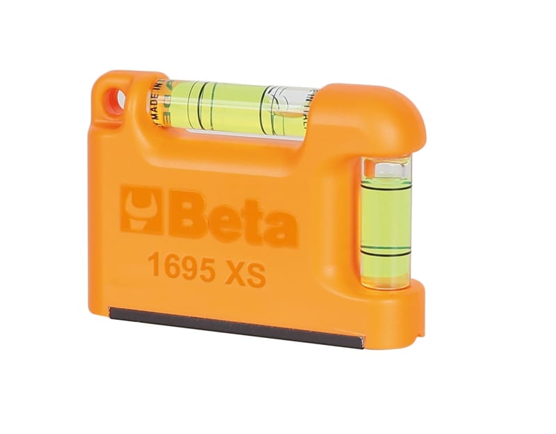 BETA - Livella tascabile con base magnetica in alluminio profilato 2 fiale infrangibili precisione 1mm/m XS 50