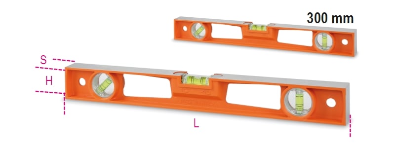 BETA - Livelle in alluminio pressofuso con impugnature 4 basi rettific. D/300.