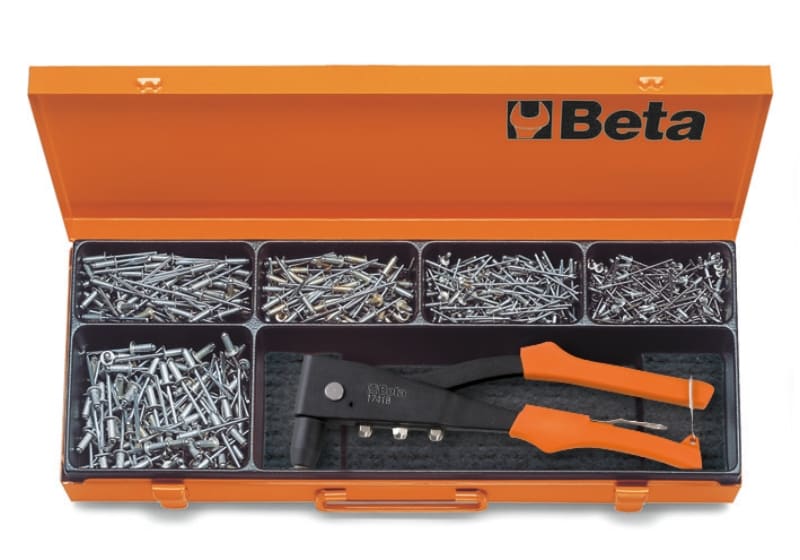 BETA - Rivettatrice 1741B con assortimento di 700 rivetti in alluminio CASSETTE + 700 RIVETTI /C5.