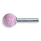 BETA - Mole abrasive con gambo, granuli abrasivi di corindone rosa con legante ceramico, forma sferica, mole sferiche 20x20 gambo 6x40 a.