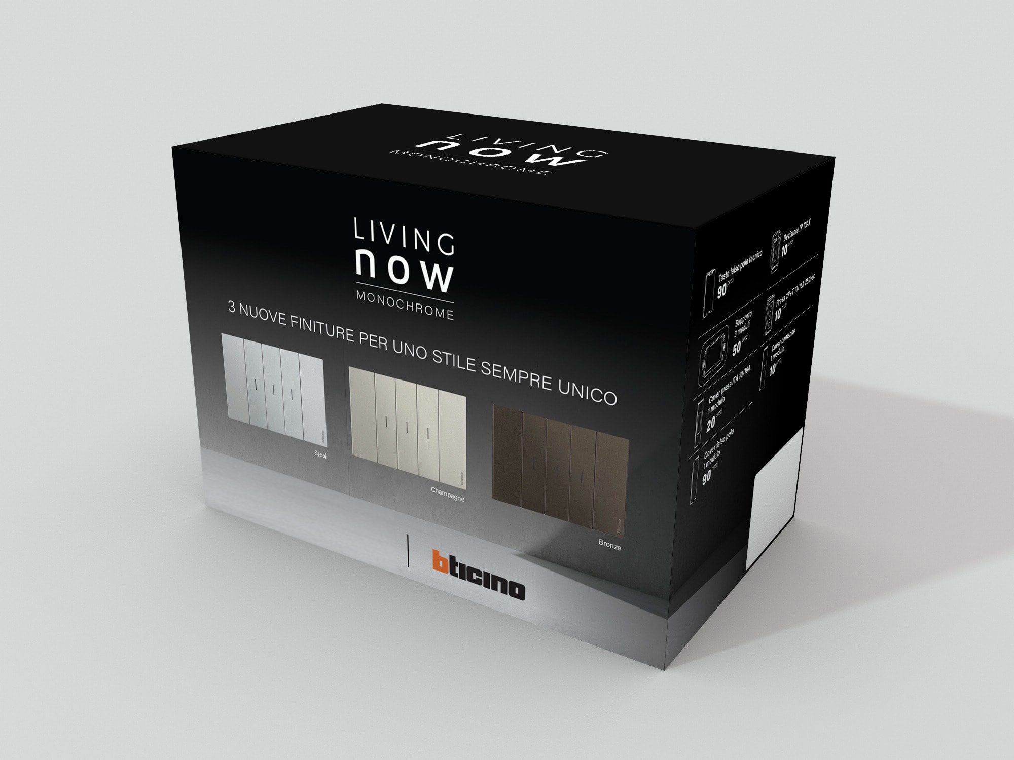 BTICINO - Cubetto Living Now 2026 con finitura Monochrome Steel