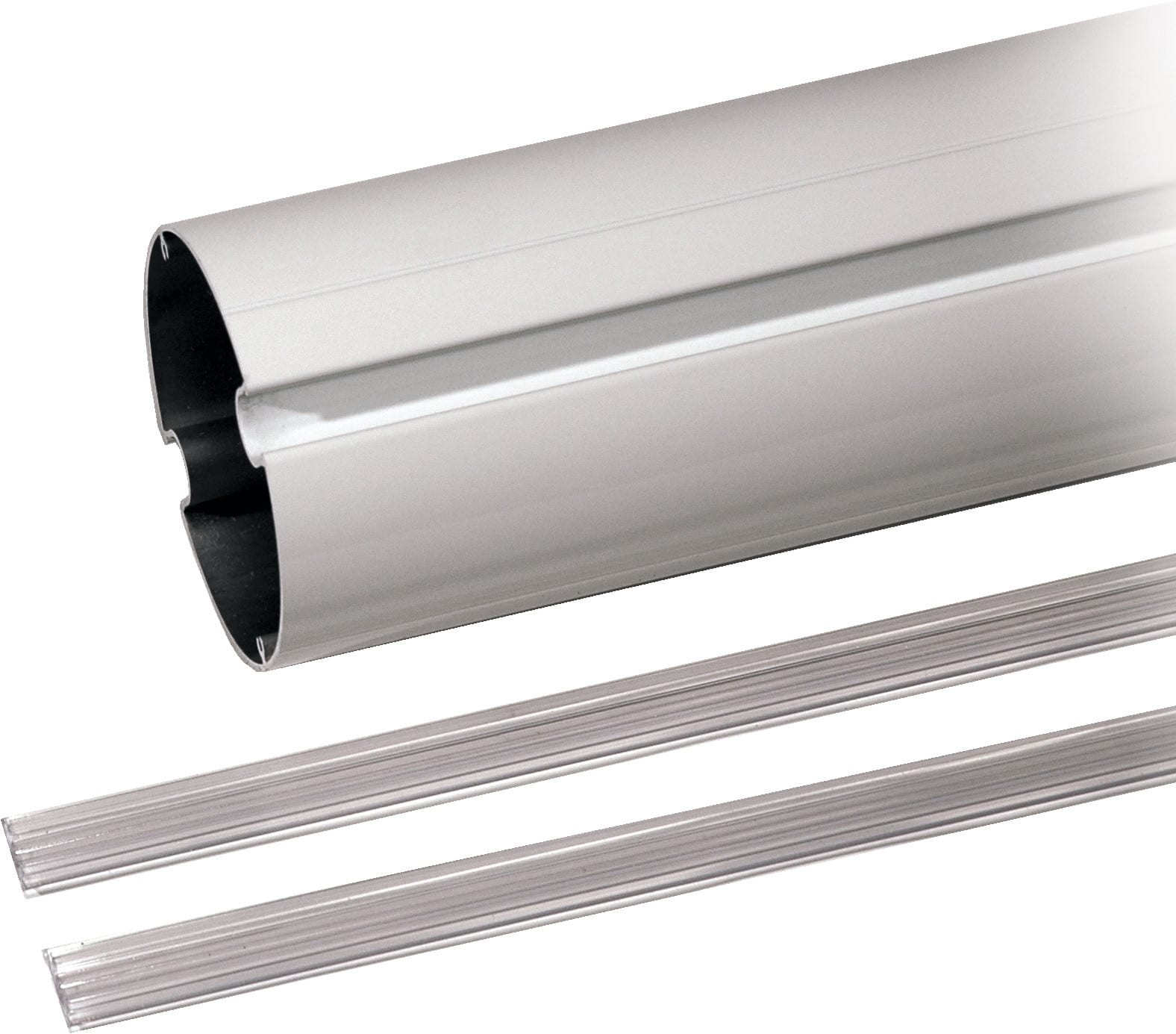 CAME - Asta tubolare in alluminio verniciato bianco, completa di profilo in gomma di copertura cava e rinforzo interno, Ø 100 mm, lunghezza 6850 mm.