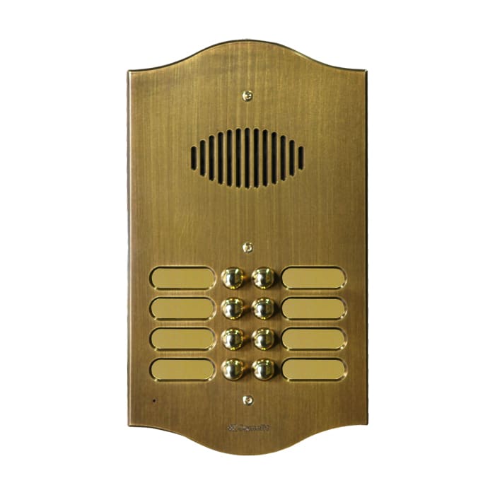 COMELIT - Serie Roma - Pulsantiera audio 3 pulsanti, ottone PVD bronzato 3mm, per gruppo Ikall, portalampada