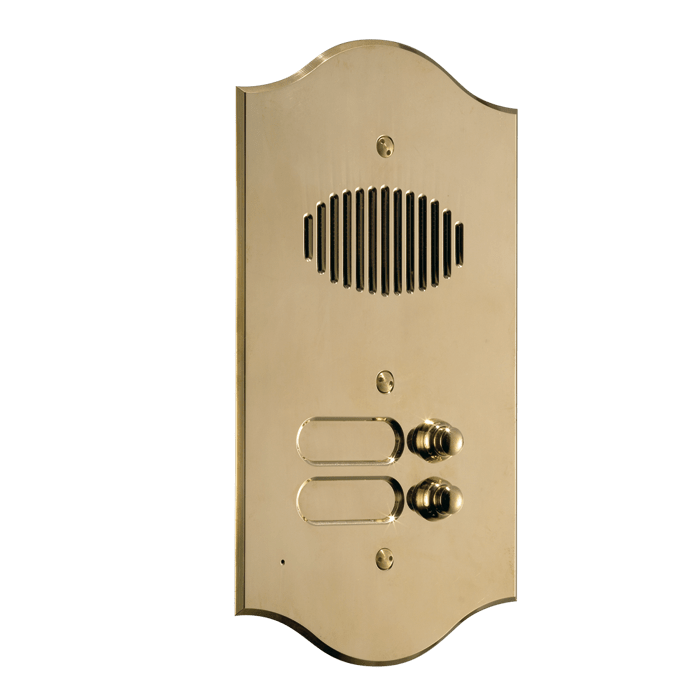 COMELIT - Serie Roma - Pulsantiera audio 16 pulsanti da incasso, ottone PVD 3mm, per gruppo Ikall, portalampade