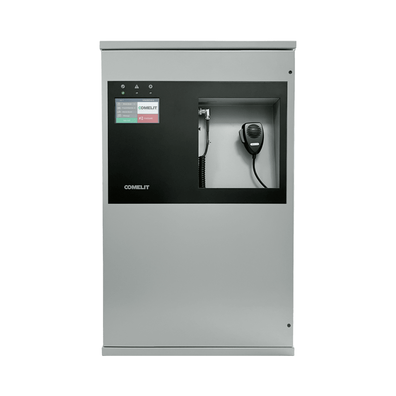 COMELIT - Serie LogiVox - Centrale EVAC compatta 2 zone, 250W+250W, display touch, microfono PTT, EN54-16/4