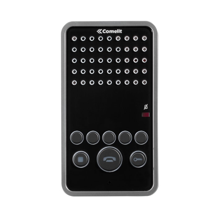 COMELIT - Citofono vivavoce full-duplex con boucle magnetique, sistema ViP, chiamata elettronica, privacy, 7 pulsanti configurabili, finitura nera
