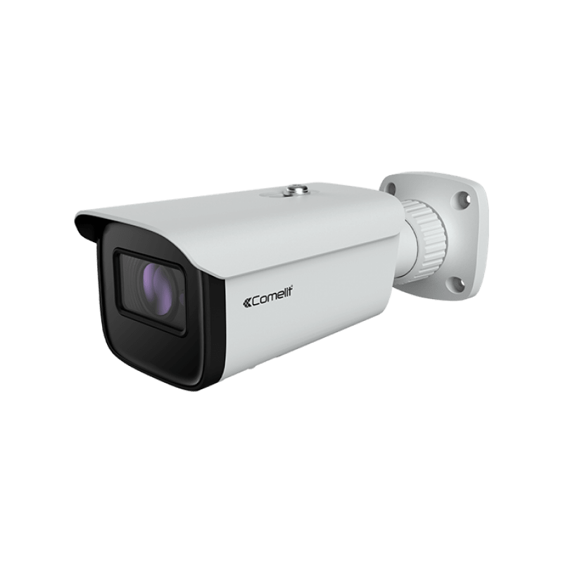 COMELIT - Serie Advance - Telecamera IP bullet 4MP, ottica fissa 2.8mm, LED IR 50m, slot SD, alluminio IP67, 12V e PoE, ONVIF