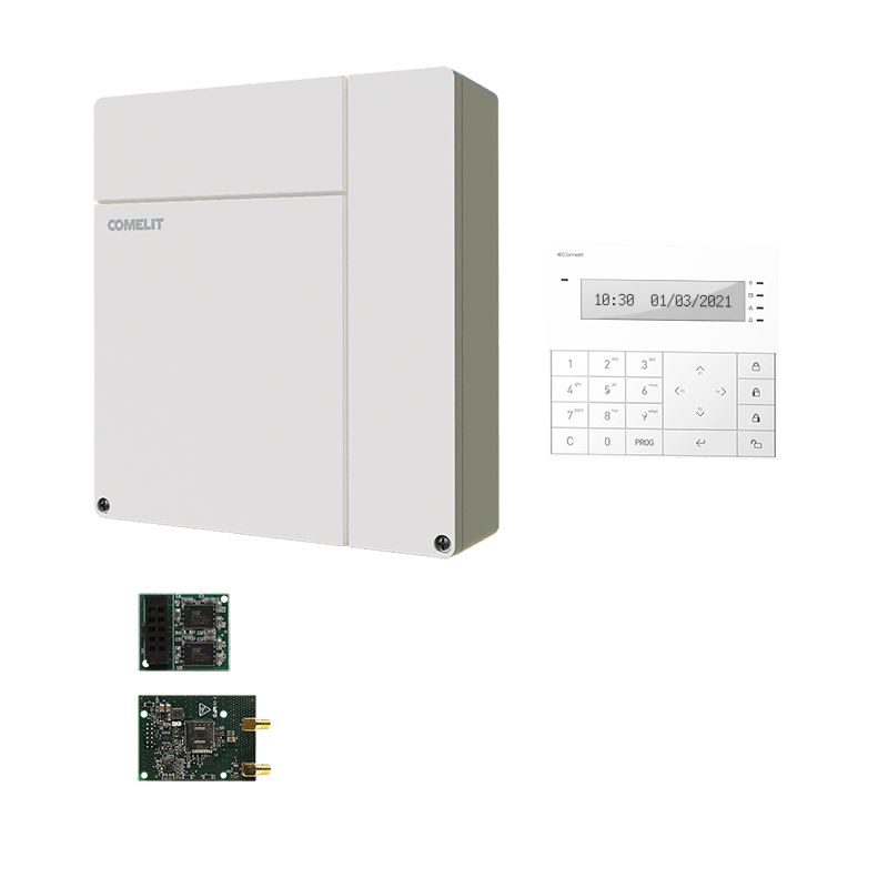 COMELIT - Serie Vedo - Kit allarme centrale VEDO34, GSM 4G, tastiera, messaggi vocali
