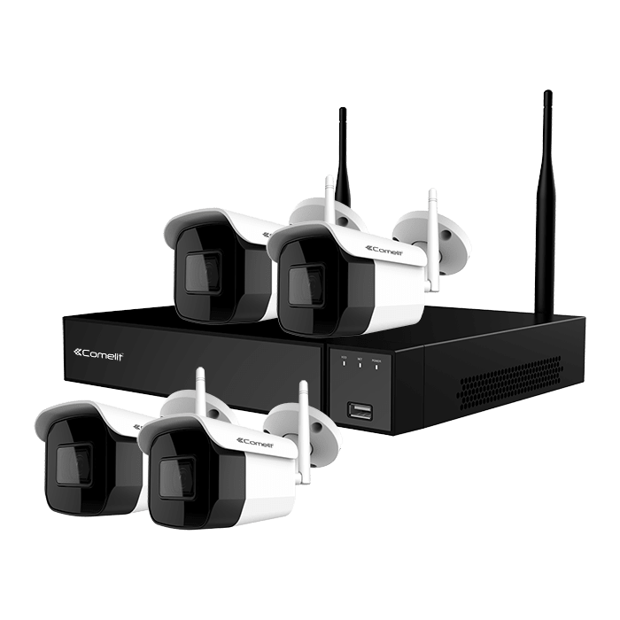 COMELIT - Serie Smart - Kit Wi-Fi con NVR 4 canali 2MP, 4 telecamere IP, senza HDD