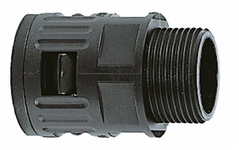 DKC EUROPE - Raccordo ad innesto rapido in poliammide, Metrico 20x1,5 , filetto maschio fisso, IP66, nero, AD15,8