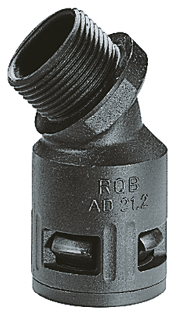 DKC EUROPE - Raccordo curvo a 45° con filetto maschio metallico, Metrico 32 x 1,5 mm , IP68, nero, AD28,5
