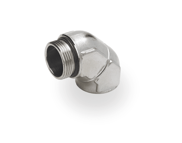DKC EUROPE - Raccordo metallico stampato curvo a 90°, filetto M 16x1,5 mm