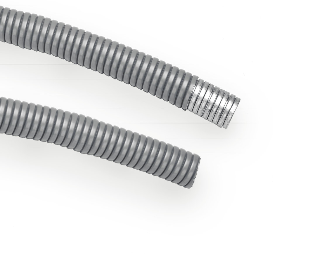 DKC EUROPE - Tubo flessibile metallico, rivestito in PVC aspirato, aggraf. rinforz., D 20,5x24,5 mm, AD21, nero