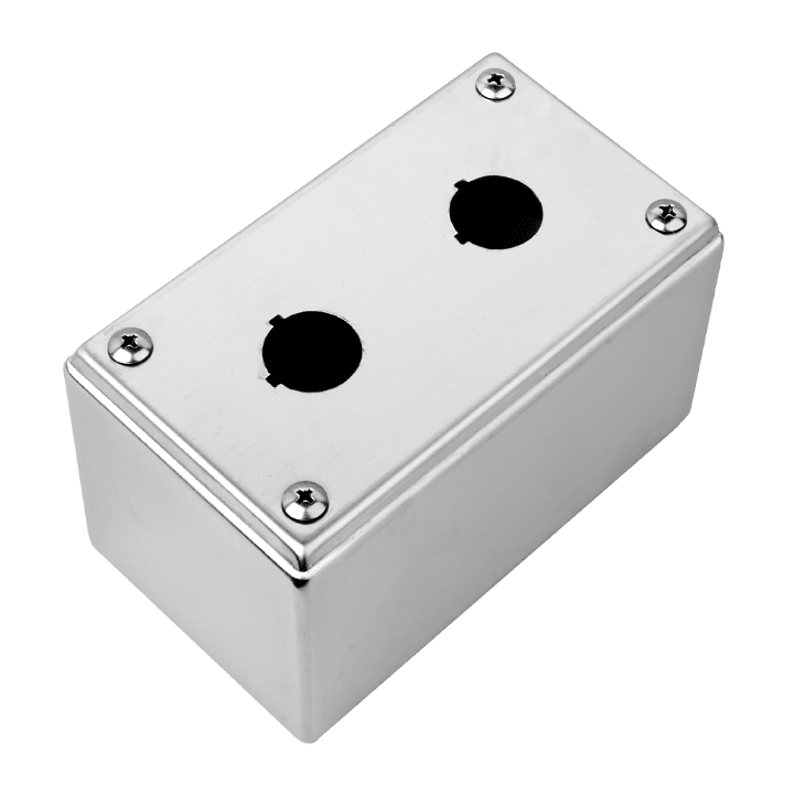 DKC EUROPE - Pulsantiera in acciaio INOX AISI 304, dimensioni esterne 82 x 82 x 86 mm, 1 foro