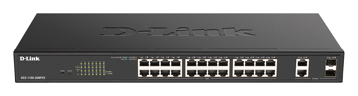 D_LINK - SWITCH SMART 24X1GB (POE 370W), 2XSFP -R