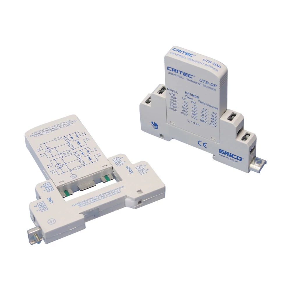 NVENT ERICO - Barriera universale contro le correnti transitorie, doppia coppia, 2 PAIR, 100-120 VAC, 60-154 VDC.