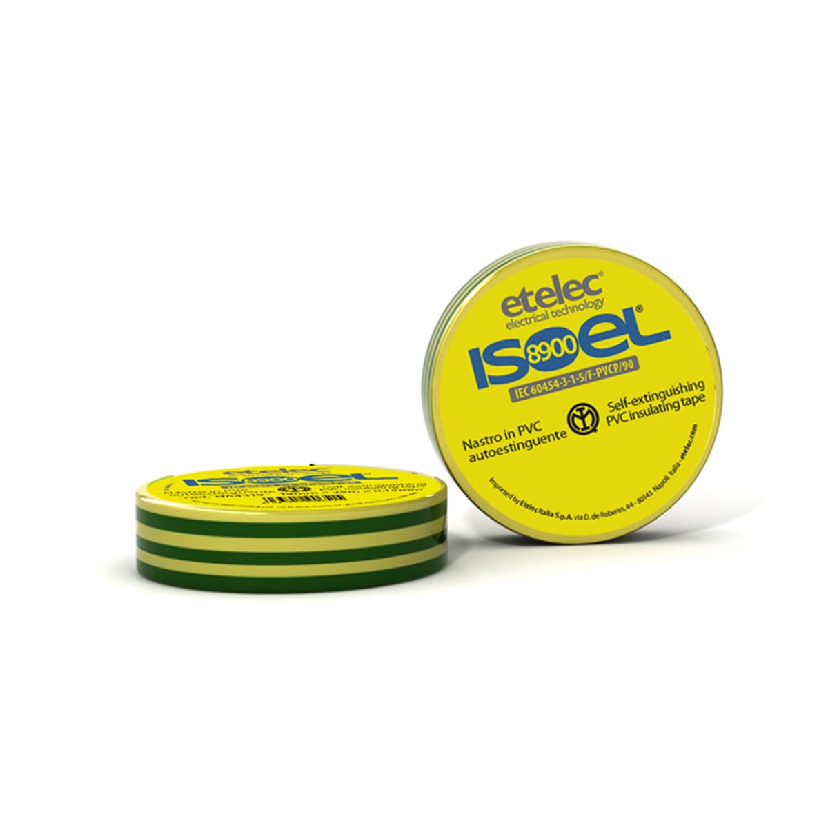 ETELEC - Nastro adesivo isolante in PVC certificato IMQ 15 mm x 10 m x 0,15 mm - Giallo/Verde