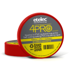 ETELEC - Nastro adesivo isolante in PVC ad uso professionale 19 mm x 25 m x 0,15 mm - Rosso