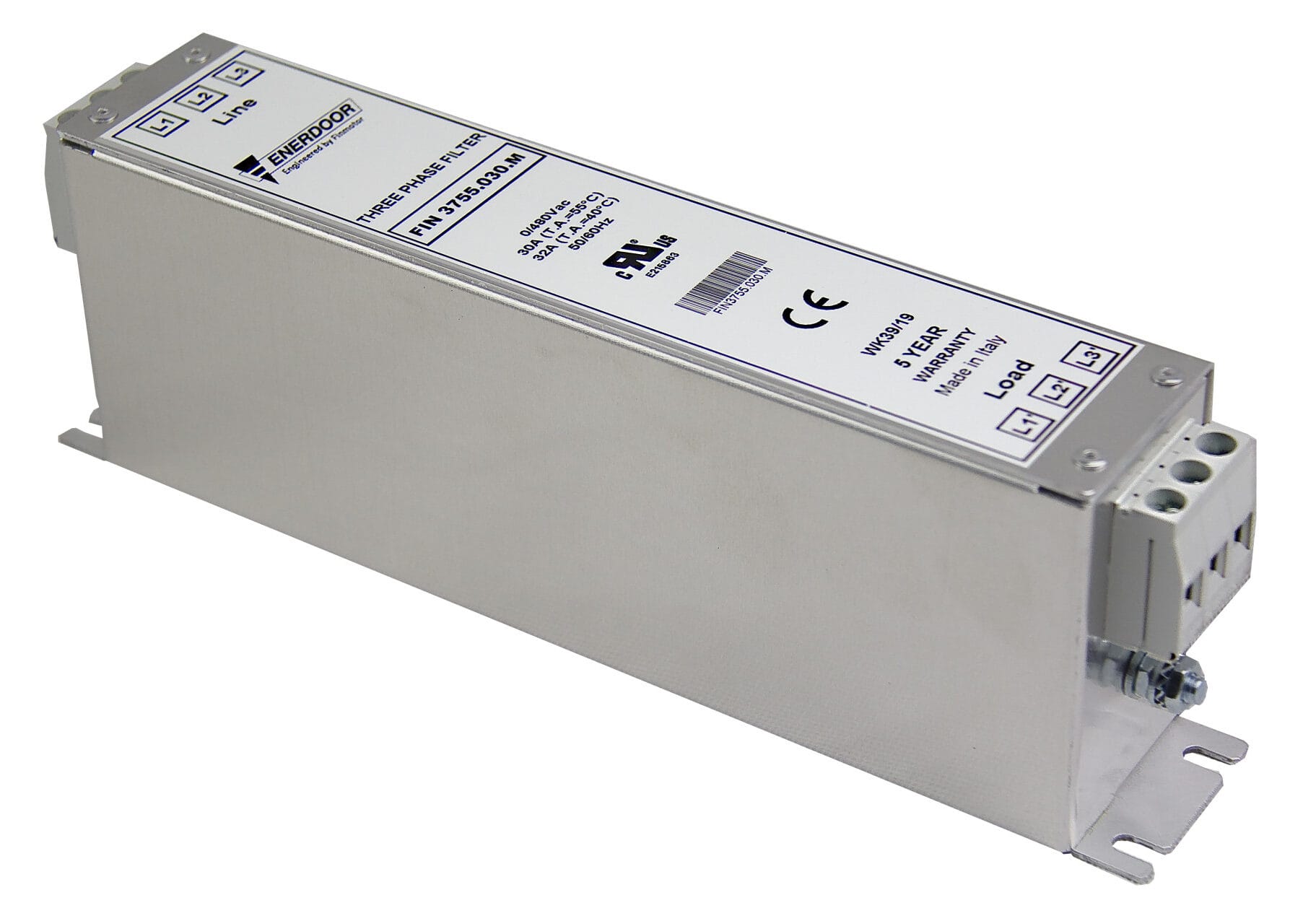 FINMOTOR - FIN3755.100.M - Filtro EMI-RFI con elevata attenuazione per applicazioni industriali, Tensione nominale 480 Vac, 100 A