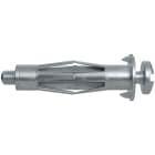 FISCHER - Il fissaggio metallico HM 6X52 S è versatile per pannelli, installabile con pinza o avvitatore, ideale per luci e binari tende.