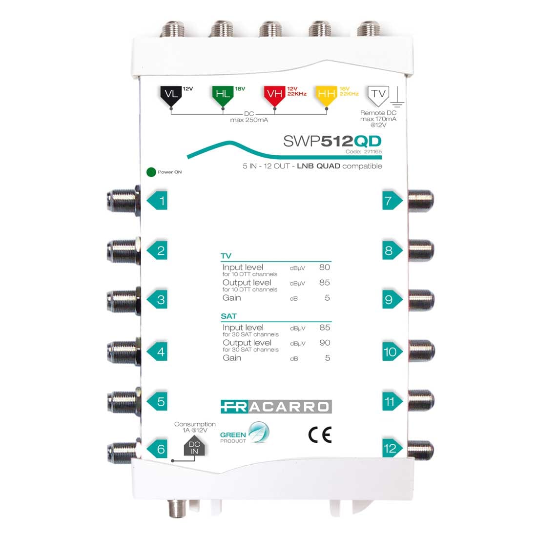 FRACARRO RADIOINDUSTRIE - SWP512QD MSW COMP. 5IN 12OUT QUAD