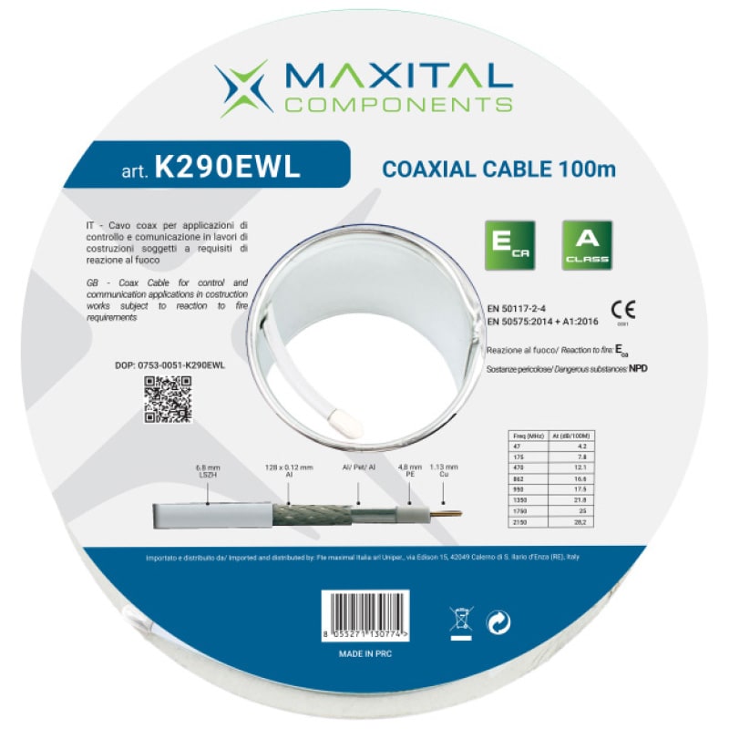 FTE MAXIMAL - K290EWL CAVO COAX 6,8MM PVC ECA 100MT. L