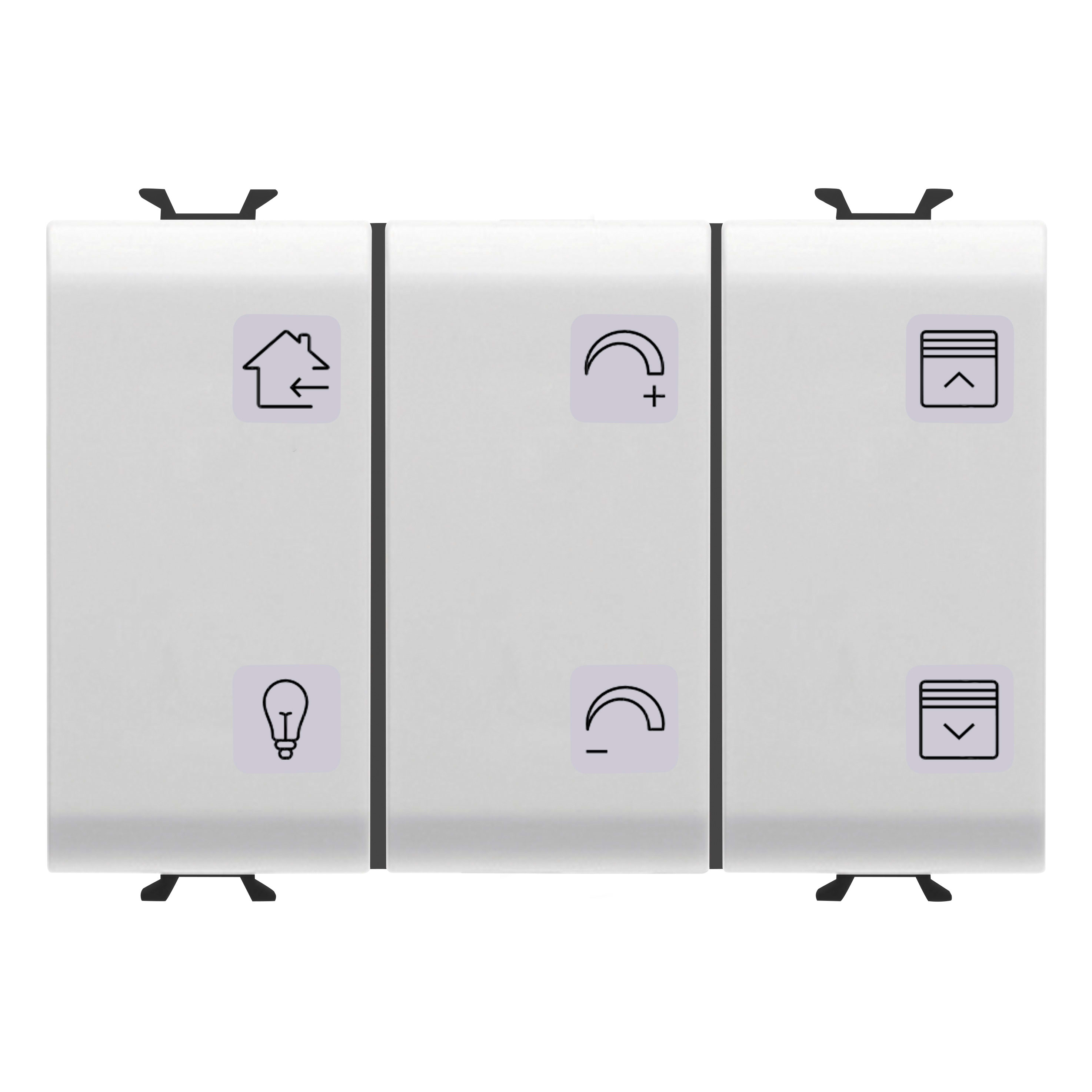 GEWISS - PULSANTIERA CON SIMBOLI INTERCAMBIABILI - CON ATTUATORE TAPPARELLE - KNX - 6+1 CANALI - 3 MODULI - BIANCO - CHORUSMART