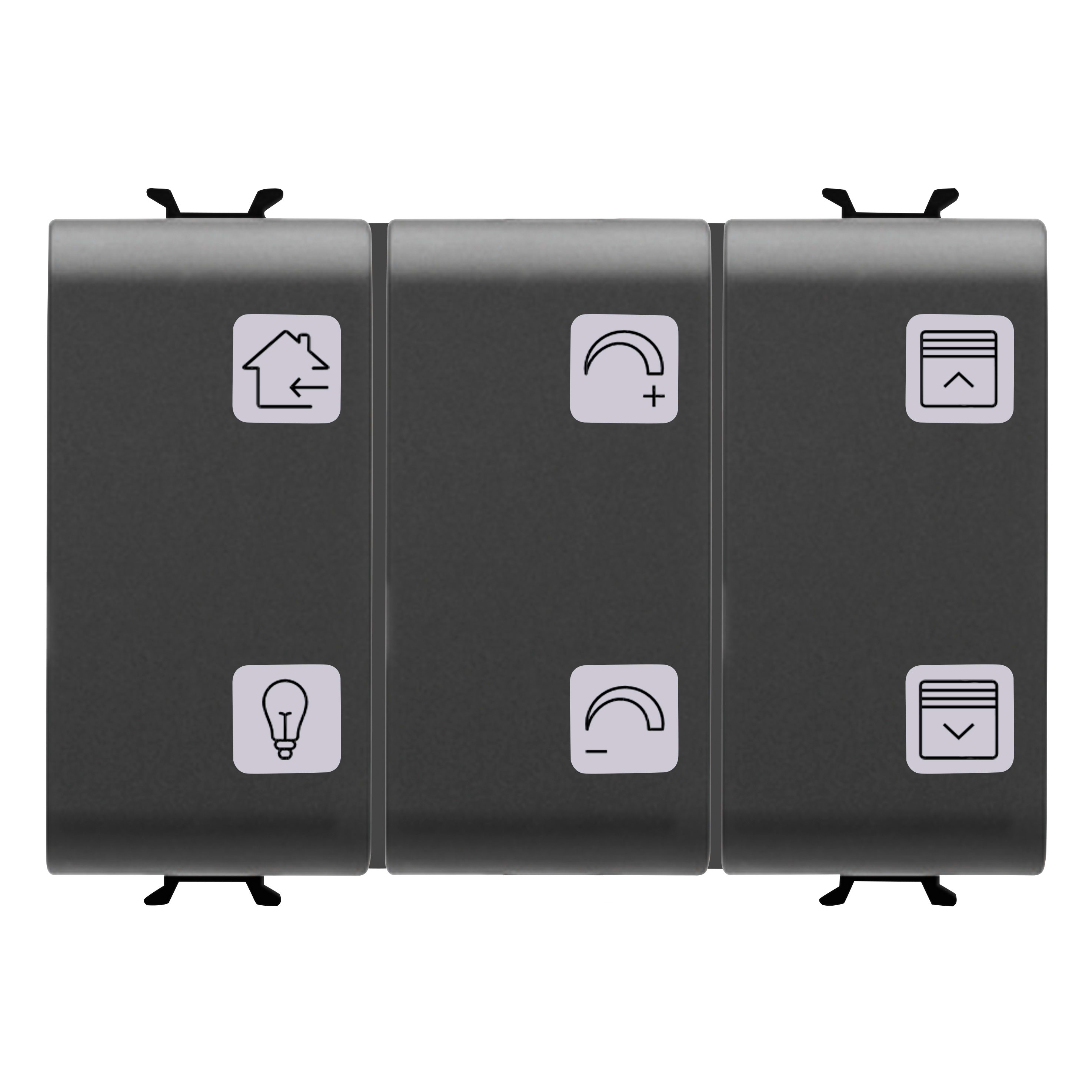 GEWISS - PULSANTIERA CON SIMBOLI INTERCAMBIABILI - CON ATTUATORE ON/OFF - KNX - 6+1 CANALI - 3 MODULI - NERO - CHORUSMART