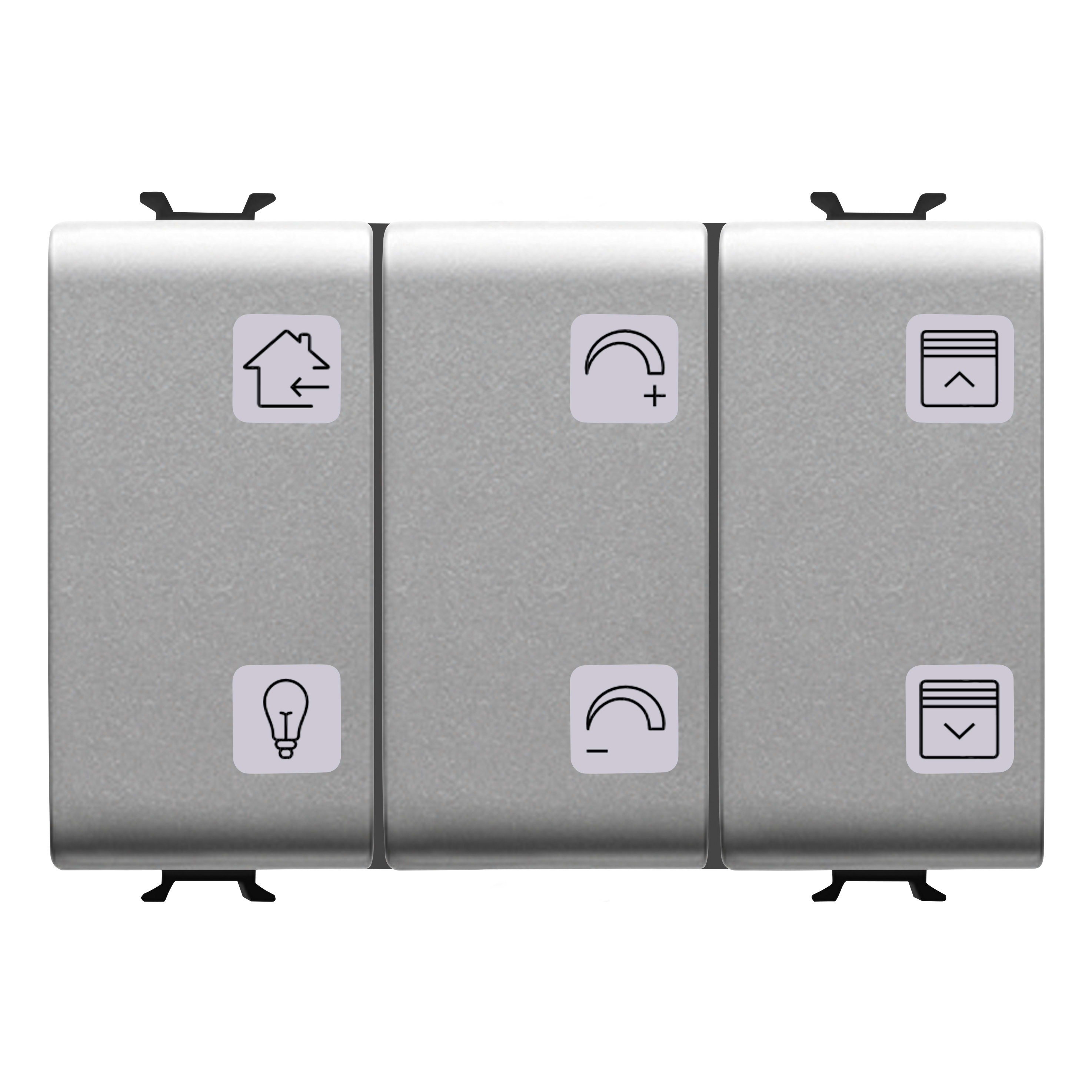 GEWISS - PULSANTIERA CON SIMBOLI INTERCAMBIABILI - KNX - 6 CANALI - 3 MODULI - TITANIO - CHORUSMART