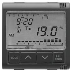 GEWISS - CRONOTERMOSTATO PROGRAMMAZIONE GIORNALIERA/SETTIMANALE - 230V ac 50/60Hz - 2 MODULI - SYSTEM BLACK