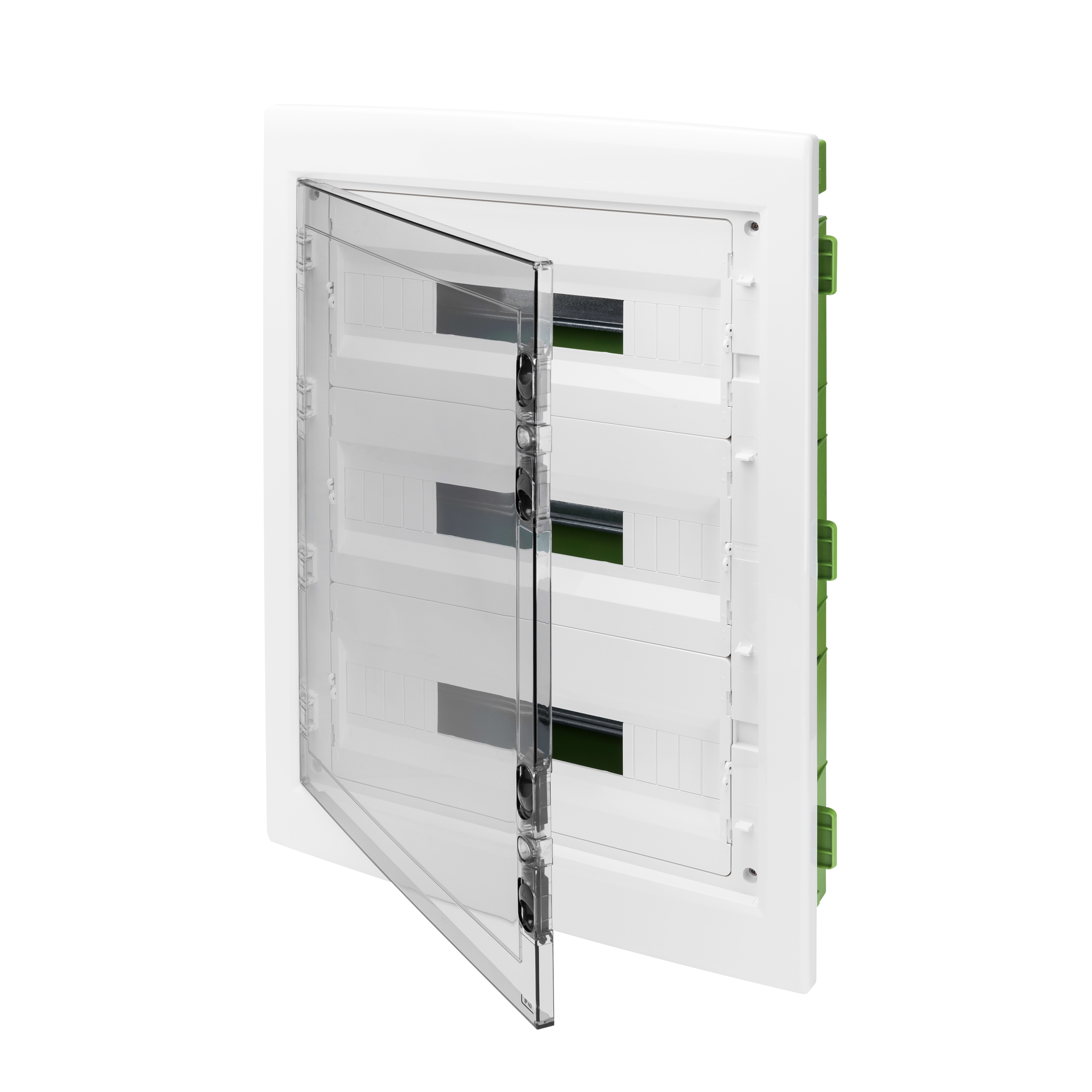 GEWISS - CENTRALINO PROTETTO - GREEN WALL - PER PARETI MOBILI E CARTONGESSO - PORTA TRASPARENTE FUMÉ CON TELAIO ESTRAIBILE - 54 (18X3) MODULI IP40