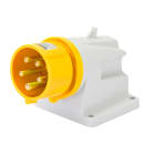 GEWISS - SPINA FISSA DA PARETE A 90° - IP44 - 3P+N+T 32A 100-130V 50/60HZ - GIALLO - 4H - CABLAGGIO A VITE