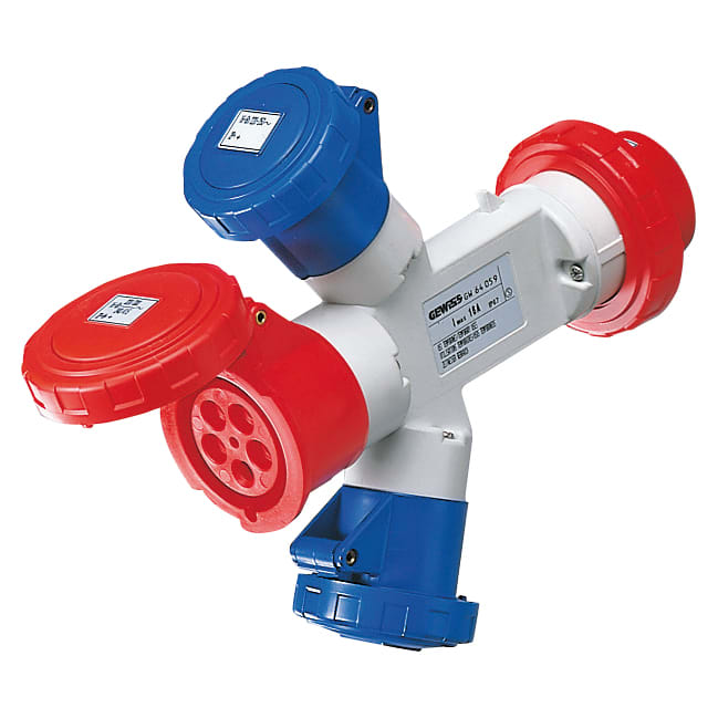 GEWISS - MOLTIPLICATORE ADATTATORE MOBILE IP67-SPINA 3P+N+T 16A 400V ac 50/60HZ-1 PRESA 2P+T 16A 230V ac+1 PRESA 3P+T 16A 400V ac+1 PRESA 3P+N+T 16A 400V ac